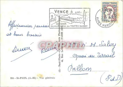 Saint-Paul-de-Vence — Vista geral — Real Photo dos Arts Photographiques — Verso