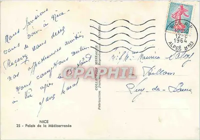 Palácio da Méditerâneo — Nice — Editora: Coleção Messager — Verso