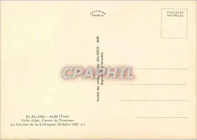 O campanário da Colegiata de Saint-Salvy — Albi (Tarn) — Sociedade das cartas postais APA-TOUX — Verso