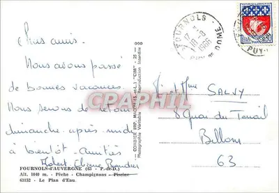 Fournols-d'Auvergne — O Lago — Combière — Verso