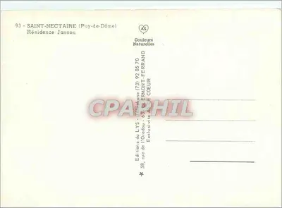 Saint-Nectaire (Puy-de-Dôme) — Rezydencja Janson — Wydawnictwo LYS — Rewers