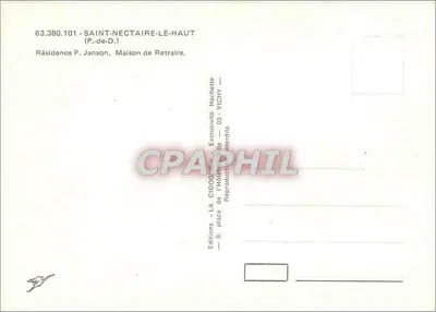 SAINT-NECTAIRE-LE-HAUT — Rezydencja P. Janson, Dom Spokojnej Emerytury — Wydawnictwo «LA CIGOGNE» — Rewers