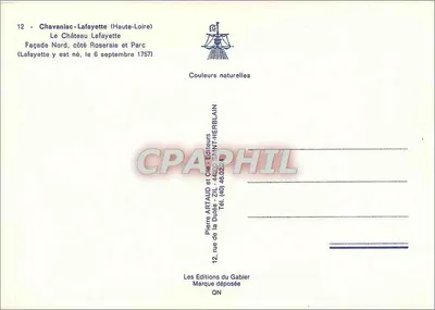 Chavaniac-Lafayette (Haute-Loire) — Zamek Lafayette i jego ogród — Wydawnictwo Pierre ARTAUD i Cie — Rewers