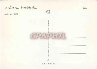 Golfo de Porto — Córcega — Edición CPHIL, n° 94/14 — Reverso