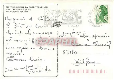 Collion - Ogólny widok z powietrza — S.A. Kartki pocztowe A.P.A.-POUJOL ALBI — Rewers