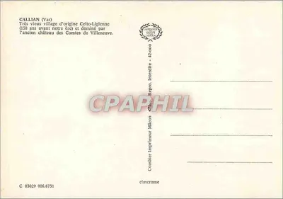 Callian — aldeia medieval — Impressor Combier, n° C 85029 — Verso