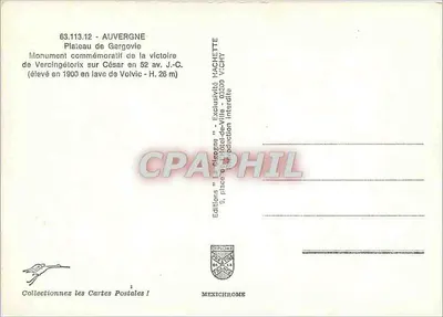 Monument of Vercingetorix – Plateau of Gergovie – Publisher La Cigogne — Back