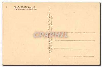 Chambéry (Savoie) — Fonte dos Elefantes — Edições d'Art XXON, Paris — Verso