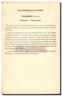 Chambéry (Savoie) — Katedra (Façada Zachodnia) — Kolekcja Solution Pautaubege, 5. seria — Rewers