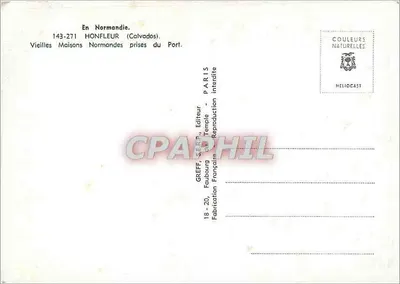 HONFLEUR — Stare Normandzkie Domki Widziane z Portu — GREFF & SERPY, Paryż — Rewers