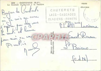 La Cascada del Lutour en la Raillère — Cauterets (H-P) — Edición Jove — Reverso