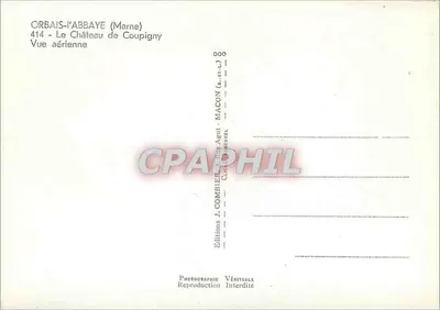Orbais-l'Abbaye (Marne) — Zamek Coupigny — Widok z lotu — Éditions J. Combier, Mâcon — Rewers
