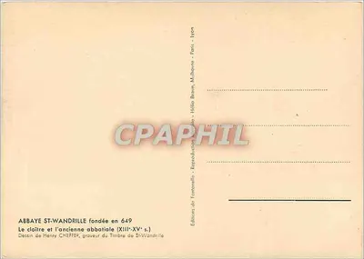 Abbaye St-Wandrille — klasztor i starszy klasztor — rysunek Henry Cheffer — Rewers