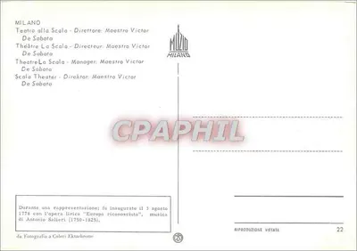 Teatro alla Scala — Milão — editor Milano — Verso