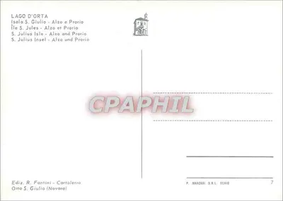 Lago d'Orta — Wyspa św. Julianna (Isola S. Giulio) — Ediz. R. Fantini - Cartaleria — Rewers