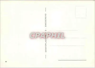 Beograd — vista panorâmica com igreja, cidade, praia e estádio — Grafoplastika D. Smederovo — Verso