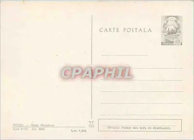 Pitești — Hotel Muntenia — numero di serie 5004 — Verso