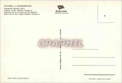 Interior da Hagia Sophia — Istambul — editor Keskin Color, n° 96 — Verso