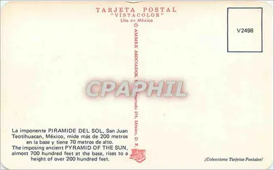 Pirâmide do Sol — Teotihuacan, México — AMMEX ASOCIADOS, série V2498 — Verso