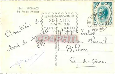Pałac Książęcy — Monako — wydawca Scolatex, n° 1644 — Rewers