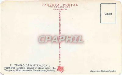 Templo de Quetzalcoatl — Teotihuacan — AMMEX ASOCIADOS, S.A. — V3384 — Verso