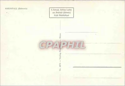 Rheinfall — queda do rio Reno — editor E. Schaad, Laufen am Rheinfall, Suíça, n° 4874 — Verso
