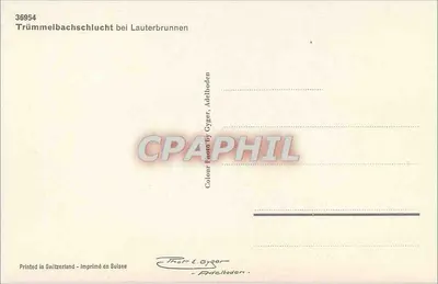 Trümmelbachschlucht przy Lauterbrunnen — wydawca Gyger, Adelboden, nr 36954 — Rewers
