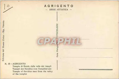 Agrigento — Tempel Heraklesa widziane z doliny tempel — Édition du Musée Civique — Rewers
