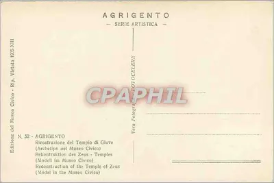 Agrigento — Odtworzenie świątyni Zeusa — Wydawnictwo Muzeum Cywilnego, seria artystyczna N. 52 — Rewers
