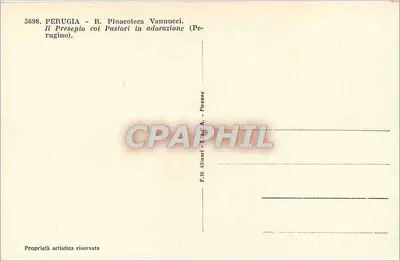 Présepio z pastorynami w adoracji — Perugino — Wydawca F.lli Alinari, Florencja, n° 5698 — Rewers