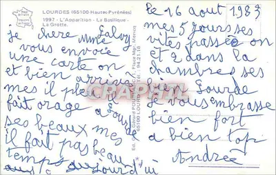 Lourdes — Apparition of the Virgin Mary — Publisher Gérard Poulard — Back