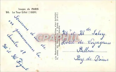 A Torre Eiffel — vista de um jardim — Éditions d'Art RAYMON (S.-et-O.) — Verso