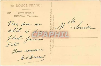 Monako — Widok ogólny — La Douce France, n°127 — Rewers