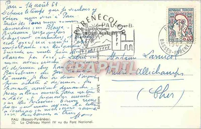 O Castelo Henri IV em Pau — vista do Parque Nacional — Éditions JOVE — Verso