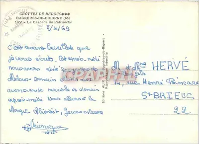 Grutas de Medous — Cascata do Patriarca — Editions Alix, Bagnères-de-Bigorre — Verso