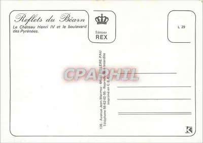 Pau — Zamek Henryka IV, bulwar Pyrenées, widok panoramiczny — Wydawnictwo REX, nr L 29 — Rewers