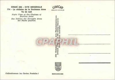 Dinan (22) - Miasto średniowieczne — Zamek Duchyni Anny widziany z nocy — wydawca LUMICAP, nr 774 — Rewers