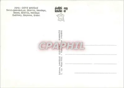 Côte Basque — widok panoramiczny — Wydawnictwo Lavielle — Rewers
