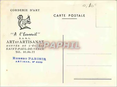 Arte e Artesanato — Corderia de Arte 'A l'Ecureuil' — Saint-Paul-de-Vence — Verso
