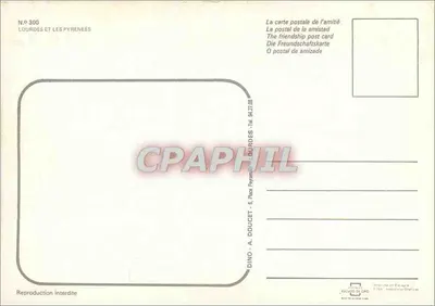 Lourdes i Pireneje — widok panoramiczny gór — Dino - A. Doucet, N° 300 — Rewers