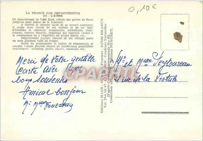 Aisne — Departament 02 — Wydawnictwo PONCHET — Rewers