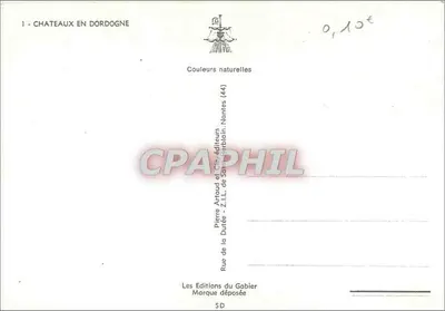 Zamek w Dordognie — Campagne, Marouatte, Biron, La Treyne, Montfort, Domme, Langlais, Monbazillac, Hautefort — Wydawca Pierre Artaud et Cie, Nantes — Rewers