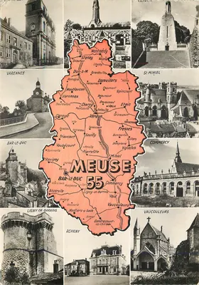 Meuse — Tarjeta postal panorámica con mapa del departamento — 71 Ce des Arts Photomécaniques