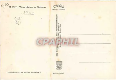 Vecchio campanile in Bretagna — Comptage des Arts Photomécaniques, Parigi-15e — Verso