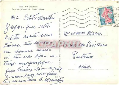 Kozioł na tle Massifu Mont Blanc — Réal-Photo, n° 2522 — Rewers