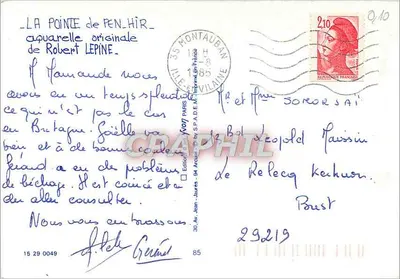 A Ponta de Pen-Hir — aquarela original de Robert Lepine — editada por S.P.A.D.M. - 35 Montauban — Verso