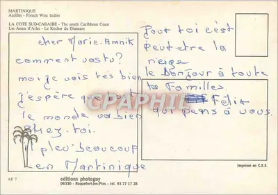 Martinique — Południowy wybrzeże Karaibów — Anses d'Arlet — wydawca Editions Photoguy — Rewers
