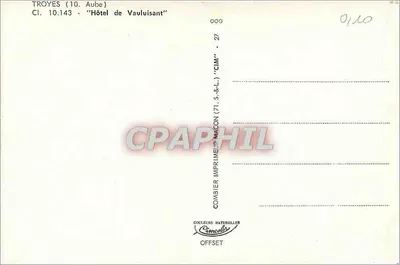Troyes (Aube) — Hotel Vauluisant — Comblier Imprimeur Macon (71. S.&L.) — Rewers