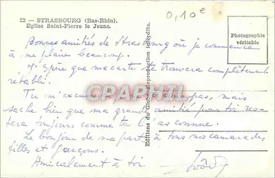 Strasbourg (Bas-Rhin) — Katedra św. Piotra Młodszego — Éditions du Globe — Rewers