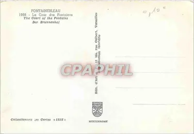 Fontainebleau — A Cour das Fontes — Editor IRIS — Verso